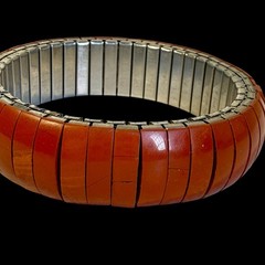 Vintage Red Jasper Expansion Bracelet Stretch Bangle 8 Inch