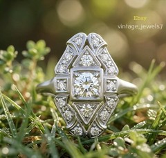 1.50CT Round Lab Created Diamond Vintage Art Deco Wedding Ring 14K Gold Finish