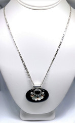 Vintage 925 Sterling Silver & Copper Black Onyx Pendant with 20″ 925 S.S. chain