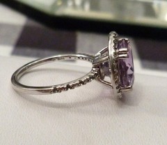 DESIGNER 6.84 CARATS AMETHYST WHITE TOPAZ GEMSTONE STERLING SILVER RING 9