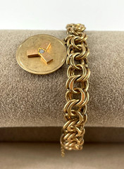 VTG 1/20 12k GF 10mm Double Link chain medal charm bracelet safety chain 7.5″