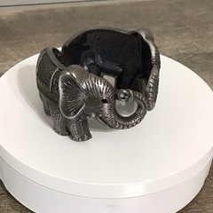 Silver-Toned Elephant Hinged Cuff Bracelet Chunky