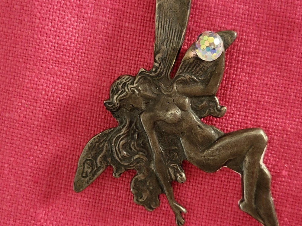 Beautiful Art Nouveau Sterling Silver 925 Fairy Nymph Antique Pendant