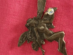 Beautiful Art Nouveau Sterling Silver 925 Fairy Nymph Antique Pendant