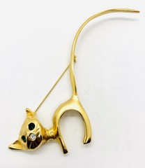 Huge ULTRA CRAFT 6 inch Modernist Cat Brooch Rhinestones Signed Vintage Jewelry