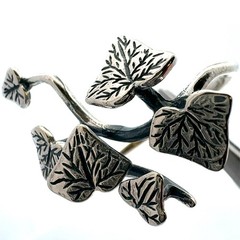 Vintage 925 Sterling Silver Climbing Ivy Vine Plant Leaf Cluster Adjustable Ring
