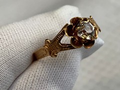 Vtg 14K Yellow Gold Ring 1.7g Fine Jewelry Size 7 Band Clear Round Stone *READ*
