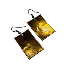 Artisan Boho pierced earrings gold brass silver woven rectangles drop & dangle