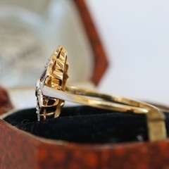Art Deco Lab Created Diamonds ring with Blue Sapphire 925 Sterling Silver Ring