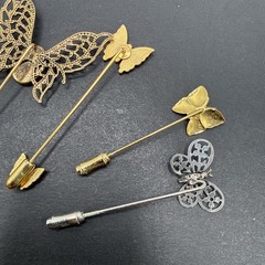 Lot Of Stick Pins – All Butterflies Silver Gold Tone Filigree Cloisonné J57