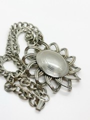 Vintage Retro Mod Flower Statement Necklace 1960’s Silver Toned