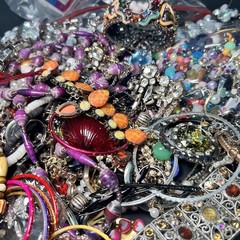 5 LB Junk Drawer Jewelry Lot Stuff Wear Repair Harvest vtg-now etc AS IS scrap Q