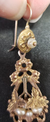 Victorian Style Gold Tone Metal Imitation Pearl? Pierced Earring One Only Single