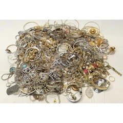 3 lbs Goldtone Costume Jewelry Jar Lot – Mystery Estate Unsearched VTG -READ