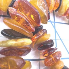 Vtg Baltic Amber Nugget Necklace Sterling Silver Clasp Glows Cognac Egg Yolk 20″