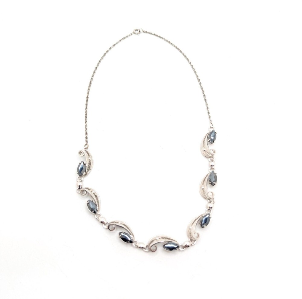 Vintage Sorrento Sterling Silver 925 Hematite Collar Necklace Choker Fine Stone
