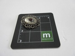 Vintage 900 Silver &Pink Stone Niello Brooch Pin ~ 14.5 grams