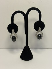 Vintage Fifth Avenue Collection Butler Crystal Rhinestone Earrings Silver Studs