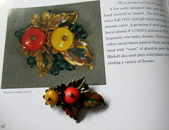 MIRIAM HASKELL RARE Enamel Leaves Glass Bead Necklace Brooch Set BOOK PIECE!