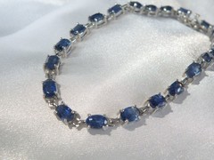 D’Joy Sterling Silver 925 Natural Blue Kyanite Tennis Line Bracelet Fits 8″