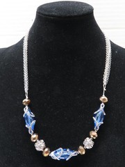 Vintage Signed Vera Wang Necklace Beaded Crystal Glass D5377