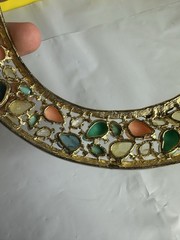 VTG Pastel Fruit Salad Collar Necklace with Carved Art Glass Stones Set