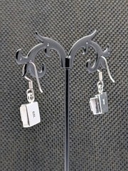 Vtg Sterling Silver Greek Key Maze Spiral Square Shape Hook Dangle 925 Earrings