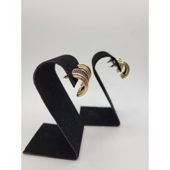 Chunky Weekender Half Hoop Earrings LOT 2 Teal Brown Vintage Post Pierced 1990s