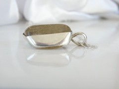 Artisan Sterling Silver 999 Modernist Natural Rutilated Quartz Pendant Necklace