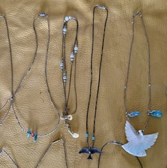 Lot Vtg Estate 13 Costume Jewelry Probable Liquid Silver Necklaces 2 Pr Earrings