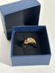 Vintage Pink Cubic Zirconia Ring Gold Plated Womens Size 6.5