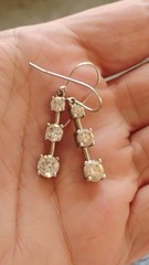 Square Cubic Zirconia Faceted Bezel Drop Dangle Earrings, 925 Sterling Silver