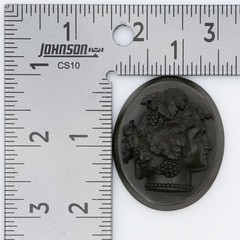 Antique Victorian Vulcanite Bacchus Plaque Cameo Relief Mourning Jewelry 1880s