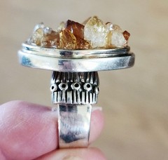 Gorgeous Vintage BARSE 925 Silver Raw Cut Citrine Ring Thailand Bold Brutalist