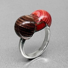 Vtg PETER CHATWIN British Modernist Contemporary STERLING WOOD RING 1980 Signed