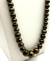 Vintage Graduated Ball Bead Necklace Antique Brass Tone 26″ Chain Strung