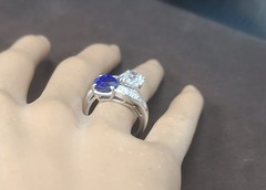 Vintage Platinum Toi Et Moi Ring 5.77CT.Natural Blue Sapphire Diamond GIA Cert