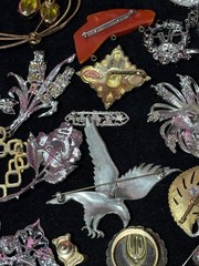 Costume Jewelry Brooch Lot Bakelite, Eisenberg, Jay Strongwater, Swarovski, JJ