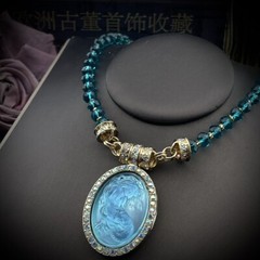 Medieval Retro Vintage Light Luxury Cute Mermaid Series Oval Magnetic Pendant