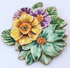 Secret Garden Treasures: 2 Vintage Pins w Multi Floral Made in West Germany