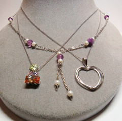 3 Piece Lot 925 Sterling Silver Pendant Necklaces Pearl Cubic Zirconia 16.4g