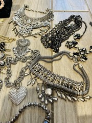 Vintage & Modern Statement Jewelry Lot Boho, Tribal Rhinestone Necklace Bracelet
