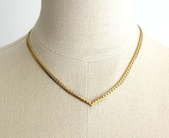 Vintage Gold Tone Chain Choker Necklace Adjustable Length Costume Jewelry