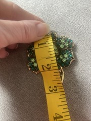 Weiss Green Rhinestone Flower Brooch Signed