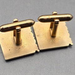 VTG Swank Gold-Tone Square Cufflinks .75″ Ornate Scrolled Edge Bullet Back