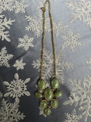 Jade Glass Gold Costume Jewelry Necklace