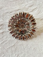 Weiss Large Round Domed Blue & Clear Rhinestones Statement Brooch Gorgeous