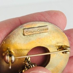 Vintage Casual Corner Brooch Dress Pin Tribal Dangle Bohemian Art Circle *Lc7