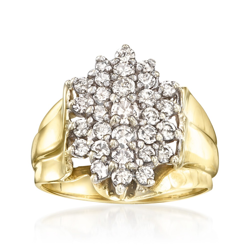 Vintage 1.00 ct. t.w. Diamond Cluster Ring in 10kt Yellow Gold. Size 7.25