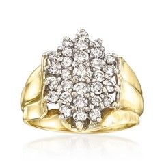 Vintage 1.00 ct. t.w. Diamond Cluster Ring in 10kt Yellow Gold. Size 7.25